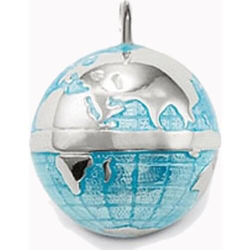 Silver Plated Blue Earth Globe Pendants with Eyelet Fit Chains Necklaces Bracelet, Most Fashion Glam Jewelry Gift for Women Men