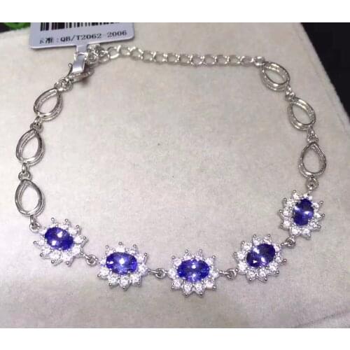 Natural tanzanite bracelet, classic style, 925 silver, simple to wear, beautiful effect