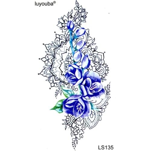 30pcs Violet Flowers Waterproof Temporary Tattoo Men Beauty Flowers Totem Tatuagem Face Jewels Tatoo Temporary Stickers