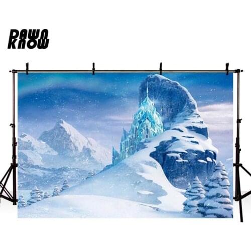 DAWNKNOW Custom Princess Elsa Castle Iceberg Photography Background Backdrop Tapestry Party Poster Children Photo Studio Props