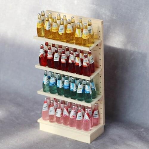 Wooden 1:12 Scale Dollhouse Miniature Supermarket Shelves for Food Drink Display Furniture Toys Simulation Furniture Model