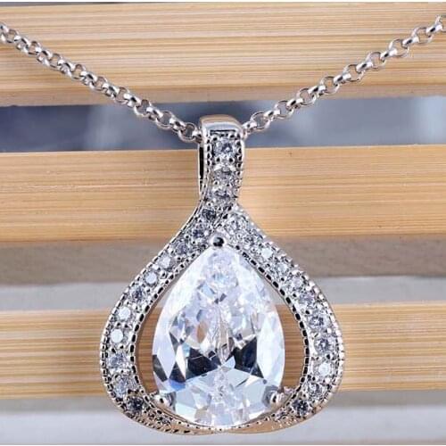 Europe and America love water droplets zircon fashion necklace pendant necklace factory direct anti-allergic
