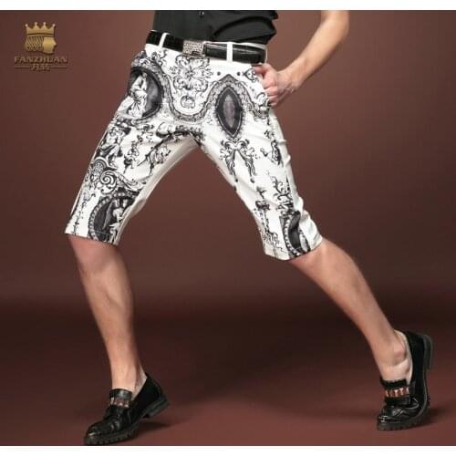 Fanzhuan Free Shipping fashion casual Mens man New printing summer print short White personality Clearance sale 15933-1 On Sale