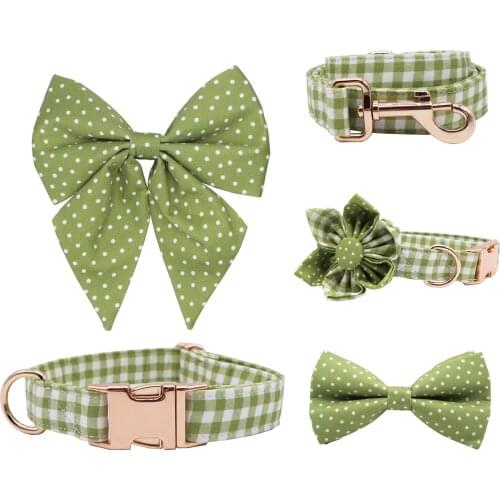 Classical Girly Dog Collar Bow for Pet Cat with Rose Gold Metal Buckle