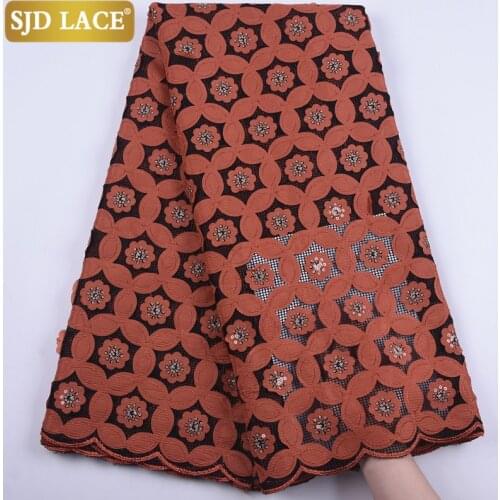 SJD LACE African Lace Fabric 2020 High Quality Nigerian French Lace Fabric With Sequins Sew Embroidered Applique For Party A1899