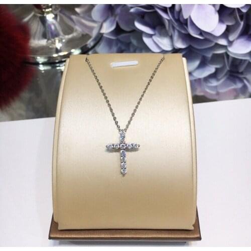 Luxury brand 925 sterling silver jewelry zircon cross necklace princess girls cz stone choker pendant women jewelry