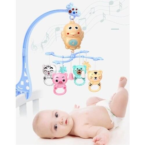 Baby/Educational Toys 0-12 Months Crib Mobile Musical Bed Bell With Animal Rattles Projection Cartoon Early Learning Kids Toy
