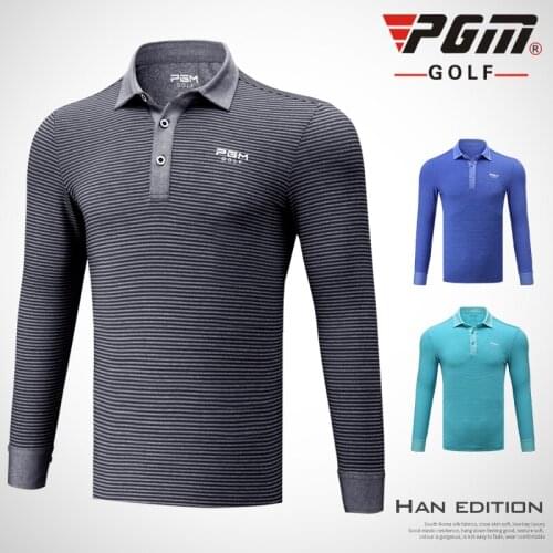 PGM Clothing Shirt Golf Ball Suit Men Trainning Long Sleeved T Shirt Sports Wear Autumn/Spring Mens Jersey Classic Striped Soft