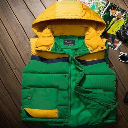 Mens Vest Winter Sleeveless Jackets Down Vest Men Hooded Warm New 2021 Casual Outwear Hat Detachable Outer Vest Chalecos