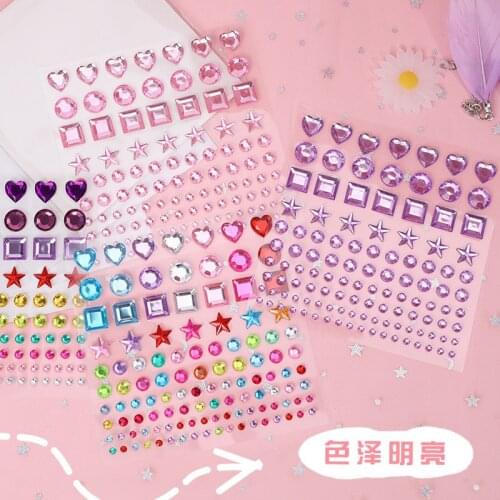 1 Sheet Girly Heart Shining Star Crystal Diamond Sticker Cute Creative DIY Phone Album Decoration Color Self Adhesive Sticker