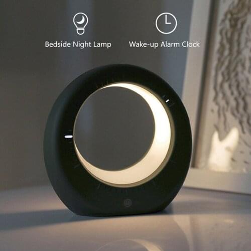 Moon Night Light Alarm Clock USB Charging LED Table Lamp Digital Clock For Bedroom