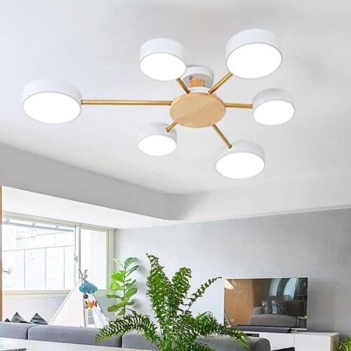 Nordic LED Chandelier Modern Minimalist Chandelier Macaron Chandeliers Light Ceiling Lamp Metal Lampshade for Livingroom Bedroom