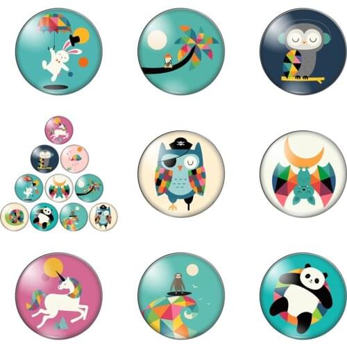 New Abstract Colorful Color Animal round Photo Glass Cabochon Demo Flat Back Making Findings Handmade DIY Accessories