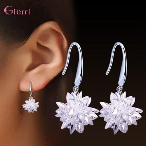 New Arrival 925 Sterling Silver Ice Snow Flower Earring Ladies Drop Snowflake Earrings Jewelry Birthday Gift Wholesale