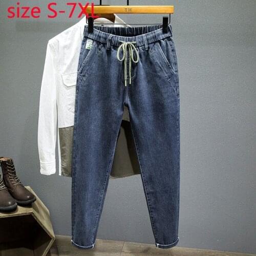 New Arrival Super Large Men Jeans Elastic Waist Pencil Pants Full Length Spring And Autumn Plus Size S M L XL 2XL3XL4XL5XL6XL7XL