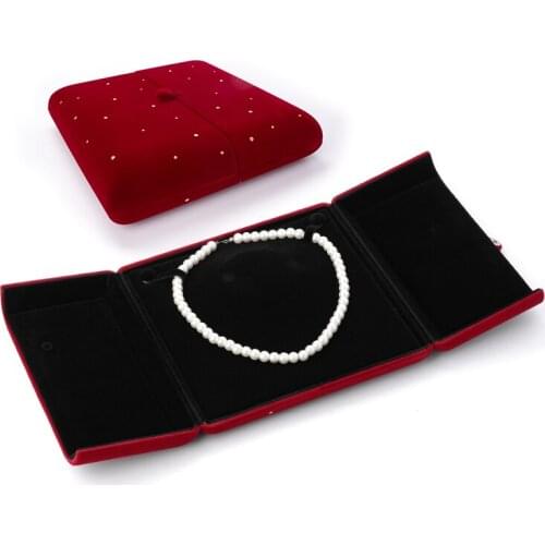 New Luxury Pearl Necklace Red Velet Jewelry Display Packaging Box For Wedding Rings Earring Bracelet Storage Gift Cases Holder