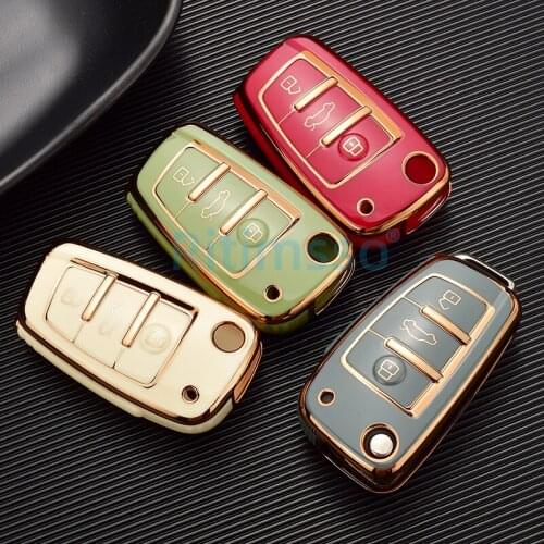 New Electroplate Tpu Car Key Cover Protector Case for Audi A3 A4 A5 C5 C6 8L 8P B6 B7 B8 C6 RS3 Q3 Q7 TT 8L 8V S3 2005-2013