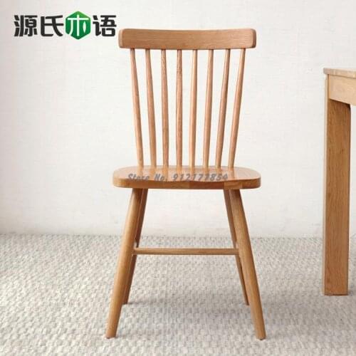 Genji Muyu Pure Solid Wood Dining Chair Oak Chair Nordic Simple Windsor Chair Bedroom Makeup Chair Home Back Chair