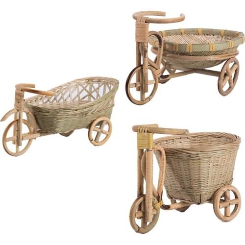 Mini Bamboo Handmade Woven Wicker Basket Rattan for Fruit Food Organizer Bicycle Art Crafts Kitchen Desk Decoration