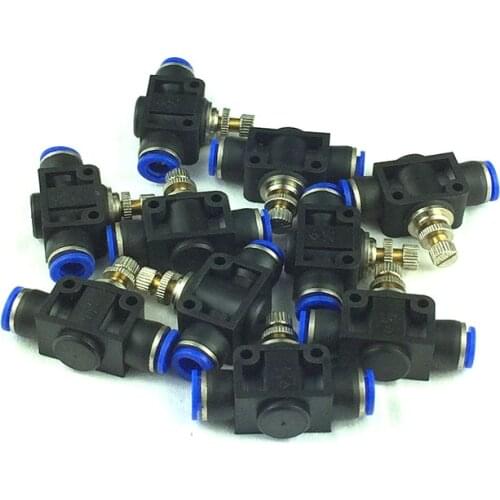 Pneumatic Quick Fitting 4mm/6mm/8mm/10mm/12mm Push In Speed Controller Valve/NSF-4/6/8/10/12 BLUE/1pcs