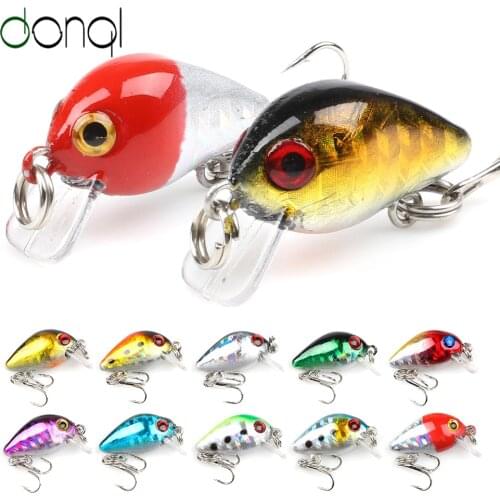 DONQL 2pcs/lot Mini Wobblers Crazy Crankbaits Fishing Lure 28mm 1.7g Topwater Floating Artificial Hard Baits Fishing Tackle