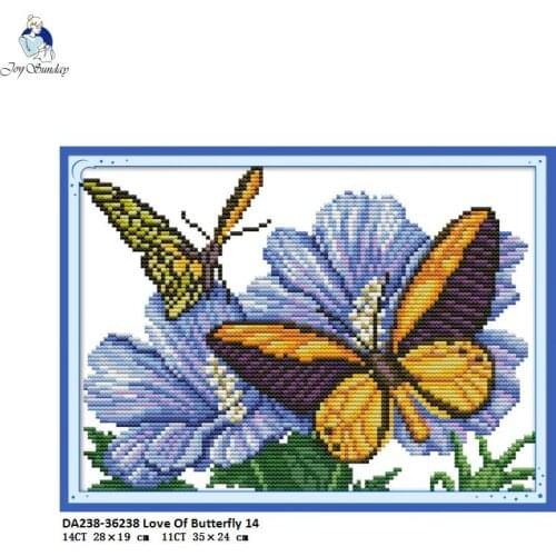 Needlework,DIY Handmade DMC Cross stitch, Sets For Embroidery kits,Butterfly love flower 14 Patterns Counted Cross-Stitch Crafts