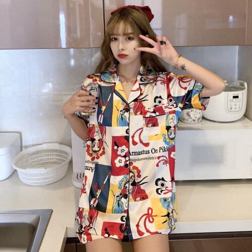 Silk Pjs New Ladies Short Sleeves Satin Sleepwear Set Womens Home Clothing Suit Sweet Pyjamas Elegant Womens Pajamas Sets