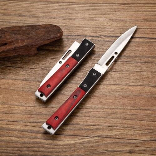 8105 stainless steel mahogany folding knife 16CM boutique fruit peeling knife outdoor portable self-defense survival knifes