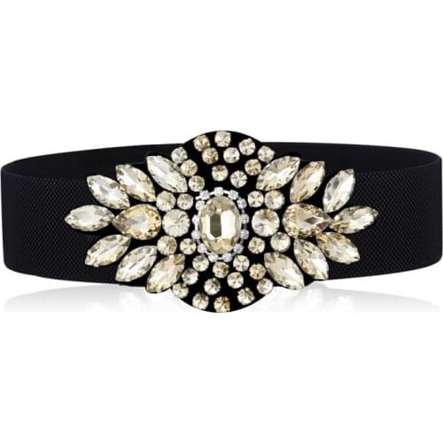 Rhinestone Elegant Ladies Belt Western Fashion Crystal Woman Waist Shaped Elastic Belt Girdle For Skirt Dress Waist DP47