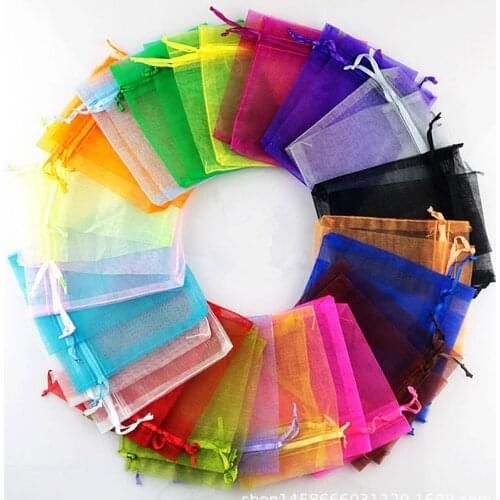 50pcs 5x7/7x9 cm Organza Jewelry Bags Pouch Organza Drawstring Bag Jewelry Packaging For Jewelry Pouches Jewellery Bag