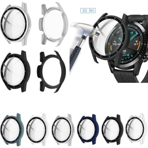 Hard Edge Full Glass Screen Protector Case Shell Frame For Huawei Watch GT 2/GT2 46MM Sport Protective Bumper Cover Accessories