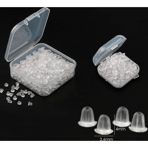 3.6x4mm Transparent Silicone Rubber Earring Backs Safety Bullet Stopper soft Rubber Ear Plugging Jewelry Accessories DIY Parts