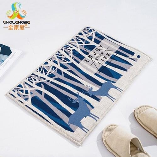 1PCS/Lot New Cut Elk Deer Printed Rugs Living Room Doormat Carpets Absorbent Bath Mat Floor Bedroom Carpet 45x180cm Large Size