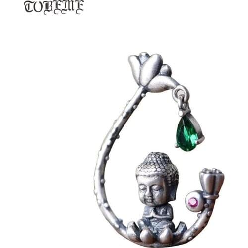 100% 925 Silver Tibetan Buddha Pendant Small Buddhist Buddha Pendant Tibetan Women Pendant Good Luck Amulet