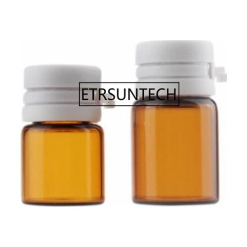 100pcs 1ML 2ML Brown Essential Oil Bottle, Lock Bayonet Bottle Tearing Cap, Cosmetic Glass Bottle F20171283