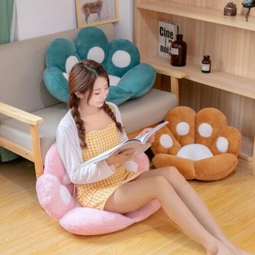 2 Sizes Cute Cat Bear Paw Plush Seat Cushion Indoor Floor Stuffed Sofa Colorful Animal Decor Pillow for Kids Girl Grownups Gift