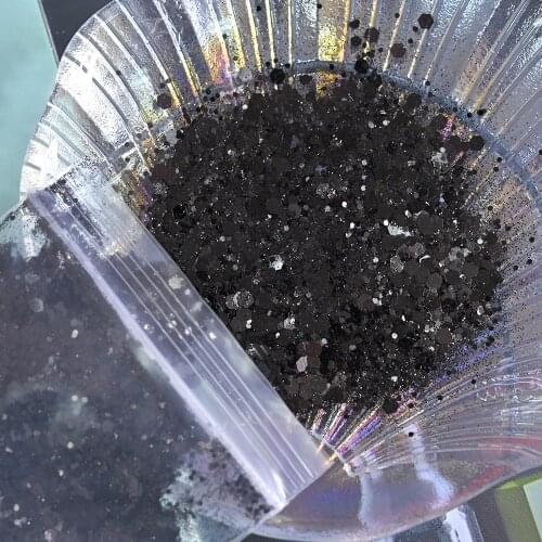 50g/Pack Shiny Glitter Nail Art Powder Pearl White/Black Sequins Manicure 0.2/0.4/1/3mm Mixed Size Chunky Glitter Flakes RYO-9