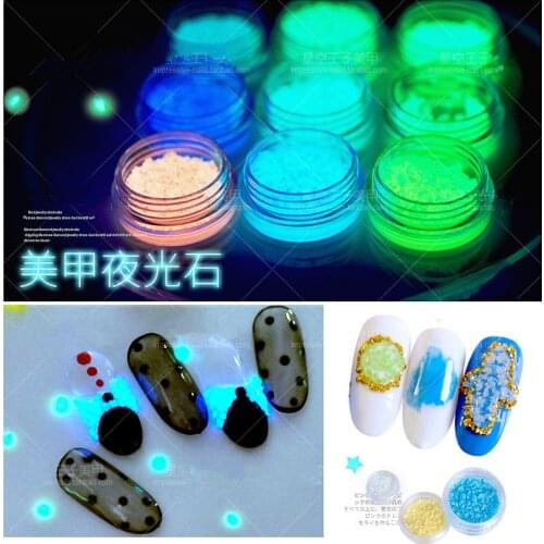 9 Colors Luminous Sand Stone Nail Art Glow in the dark Decoration Nail Ornament Fluorescence Sand