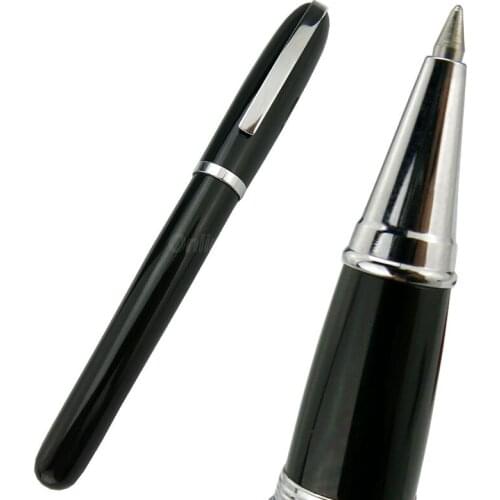 Baoer Metal Roller Ball Pen Vivid Black With Silver Clip Unique Design Gift Pen Fit Office & School & Home
