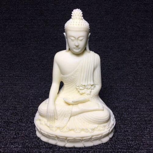 White statue of Buddha Shakyamuni， Modern art sculpture Home Living Room Bedroom Office Lucky Decoration Statue
