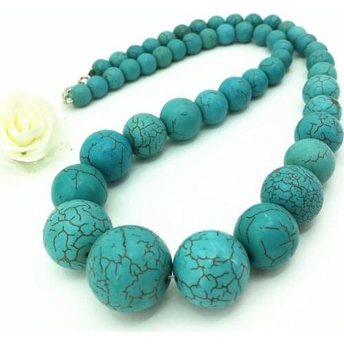 White calaite stone turquoises 6-14mm fashion round beads diy tower chain chokers necklaces for women gifts jewelry 18inch B321