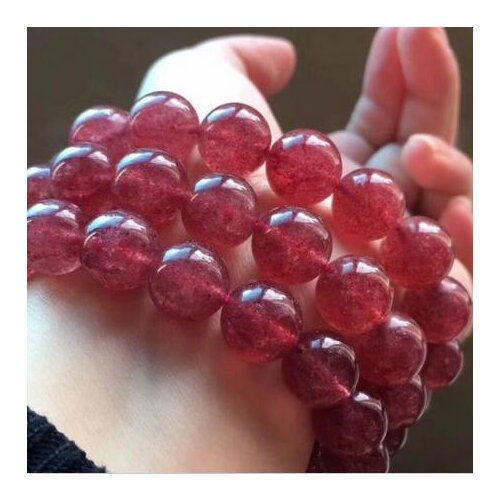 Free shipping 1pc Natural BeautifulStrawberry Quartz Crystal Round Beads Bracelet 12-11.5mm AAAAA