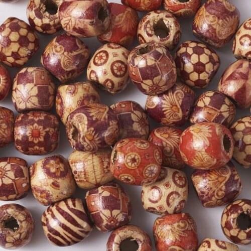 16mm Mixed Parrtern Wood Round Beads for Jewelry Making Loose Spacer Charms, Drilled,about 600pcs/1000g