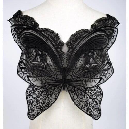 Black Collar Venise Lace Butterfly Neckline Applique Embroidery Trim Guipure Lace Fabric For Clothes Sewing Supplies