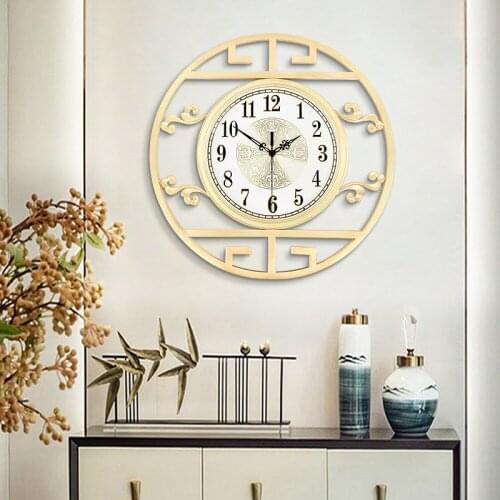 Household clocks wall clocks living room Chinese style new Chinese brass artists decorated with clocks silent quartz clocks
