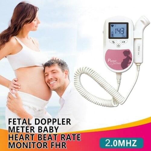 2.0 MHZ CONTEC SonolineA Baby Sound C Doppler Fetal Heart Rate Monitor Home Pregnancy Heart Rate Detector LCD Display Pink
