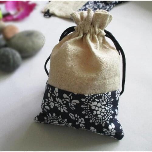 Hot 5pcs/lot Lovely Cotton Bags 9.5X14cm/13X21cm Flower Design Jewelry Charge Display Packing Drawstring Gift Pouches Small Bags