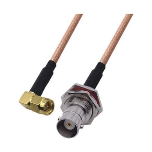 RG142 Cable SMA Male Right Angle to BNC Female bulkhead Connector RF Coaxial Jumper Pigtail Cable