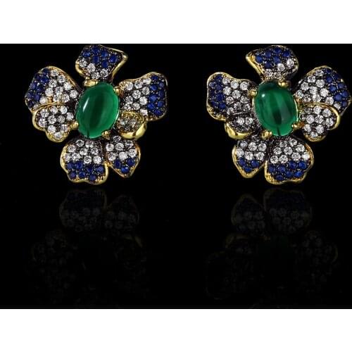 Classic AAAA Zircon Flower Womens Earrings Green Zircon Earrings Fashion Womens 925 Silver Party Jewelry