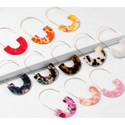 Europe and The United States Summer New Simple Semicircular Pendant Earrings Acrylic Acetate Earrings Fashion Street Shooting